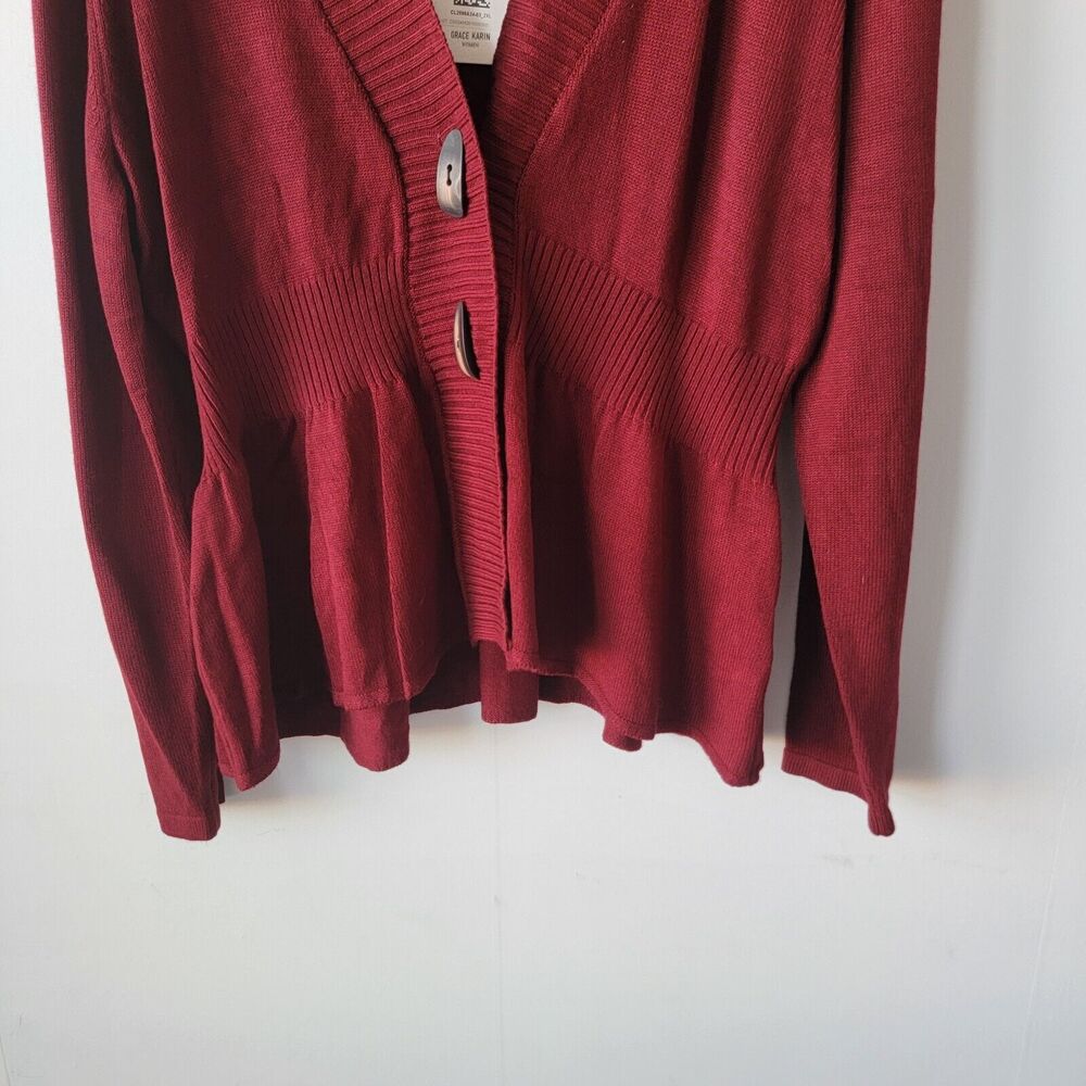 grace karin womens cardigan size 2XL long sleeve  peplum Button Down - Picture 4 of 7
